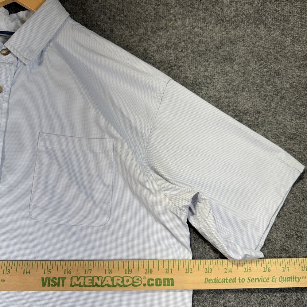 Poncho Regular Fit Button Down Shirt Mens Medium Blue Micro Check Short Sleeve - Picture 8 of 12